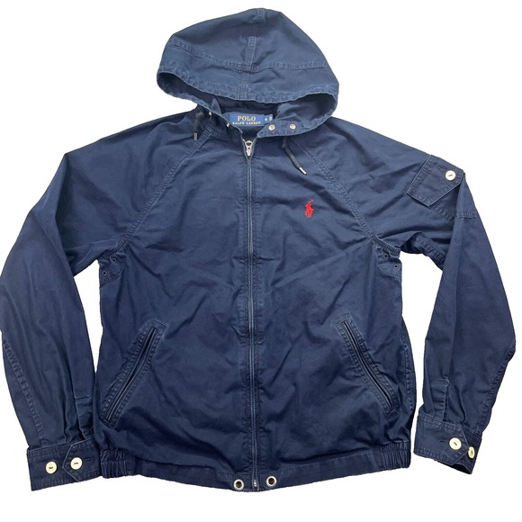 Polo Ralph Lauren Women's Sz S Blue Long Sleeve Hooded Full‎ Zip Jacket Gorpcore - Picture 1 of 12